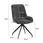 Kadeira rotating chair pakoworld fabric dark grey shade- black metal legs 57.5x51x89cm