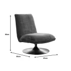 Rotating armchair Remona pakoworld dark grey fabric-black metal 63x80x80εκ