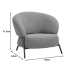 Armchair Jennie pakoworld cream fabric with black metal legs 84x84x71.5cm