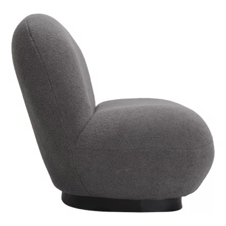 Armchair Rosalie pakoworld dark grey teddy fabric-black base 85x82x77cm