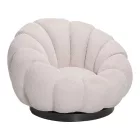 Nester pakoworld swivel armchair with stool boucle fabric in beige color 98x97x69cm