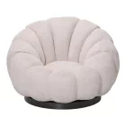 Nester pakoworld swivel armchair with stool boucle fabric in beige color 98x97x69cm