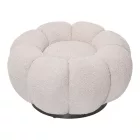 Nester pakoworld swivel armchair with stool boucle fabric in beige color 98x97x69cm