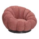 Nester pakoworld swivel armchair with stool boucle fabric in rotten apple color 98x97x69cm