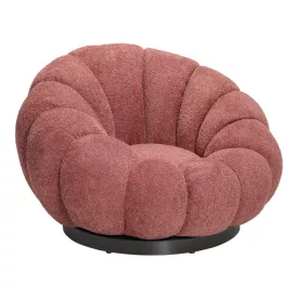   Nester pakoworld swivel armchair with stool boucle fabric in rotten apple color 98x97x69cm