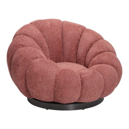 Nester pakoworld swivel armchair with stool boucle fabric in rotten apple color 98x97x69cm