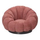 Nester pakoworld swivel armchair with stool boucle fabric in rotten apple color 98x97x69cm