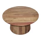 Canicule I pakoworld table, solid acacia wood in natural shade, Φ80x40cm