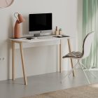 Malia pakoworld study desk in white-natural-dark grey antique color 120x60.5x75cm