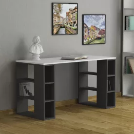   Working Table Colmar pakoworld in white-dark grey color 140x60x75cm