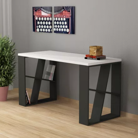 Working table Honey pakoworld in white-dark grey color 137x60x75cm