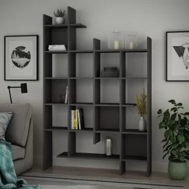 Bookcase Manco pakoworld in dark grey color 122x25.5x188cm