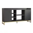 Delta pakoworld sideboard in anthracite color with gold metal legs 160x40x85cm