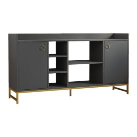   Delta pakoworld sideboard in anthracite color with gold metal legs 160x40x85cm