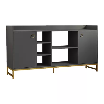 Delta pakoworld sideboard in anthracite color with gold metal legs 160x40x85cm