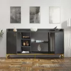 Delta pakoworld sideboard in anthracite color with gold metal legs 160x40x85cm