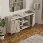 Delta pakoworld sideboard in marble look with gold metal legs 160x40x85cm
