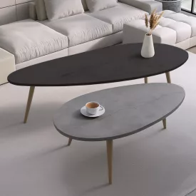   Monty pakoworld 2pcs coffee table in black-gray shade 116x46x46cm