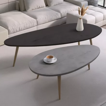 Monty pakoworld 2pcs coffee table in black-gray shade 116x46x46cm