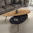 Monty pakoworld 2pcs coffee tables in natural-black marble shade