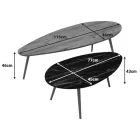 Monty pakoworld 2pcs coffee tables in natural-black marble shade