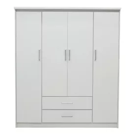   Wardrobe Olympus pakoworld with 4 doors and drawers in white colour 159x57x183cm