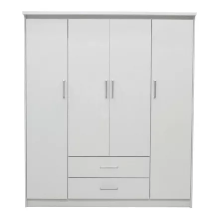 Wardrobe Olympus pakoworld with 4 doors and drawers in white colour 159x57x183cm