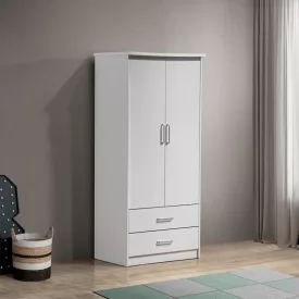   Wardrobe Olympus pakoworld with 2 doors and drawers in white colour 81x57x183