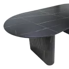 Dining table Nembou pakoworld mdf in black and gold color 210x100x76cm