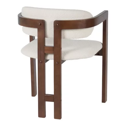 Winsor pakoworld rubberwood armchair in beige with walnut color leg 58.5x51x76cm