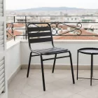 Chair Sussie pakoworld stack black metal with aluminium slats 45x62x76cm