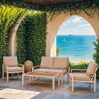 Garden lounge Fashionable pakoworld set 4pcs beige fabric-white aluminium