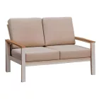 Garden lounge Fashionable pakoworld set 4pcs beige fabric-white aluminium