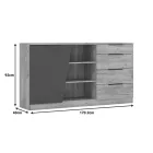 Phoebe pakoworld sideboard in sonoma - gray shade 170.2x40x92cm