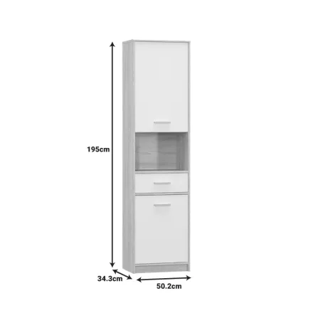 Letto pakoworld column wardrobe in oak - matt white shade 50.2x34.3x195cm