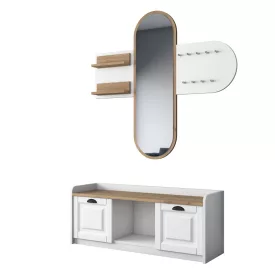   Entrance unit with mirror Arthur-Baunty pakoworld white-walnut125x40x122cm