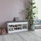 Entrance furniture - stool - shoe rack Oriental pakoworld in white shade 100x37.2x50cm