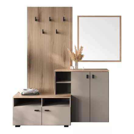 Entrance unit Ebro pakoworld set in oak-cappuccino color 150.3x41.2x204.7cm