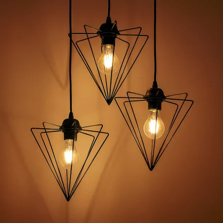 Tebour pakoworld three-light ceiling lamp E27 black metal 30x30x75cm