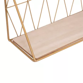   Wall shelf Anneza pakoworld metal-mdf in natural-gold color 48x12x20cm