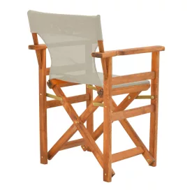   Kompa pakoworld director's chair, solid beech wood, walnut - Nexus grey-beige fabric