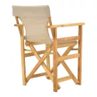 Kompa pakoworld director's chair, solid beech wood, natural - Nexus grey-beige fabric