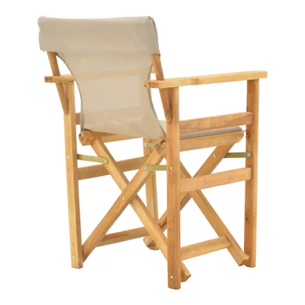 Kompa pakoworld director's chair, solid beech wood, natural - Nexus grey-beige fabric