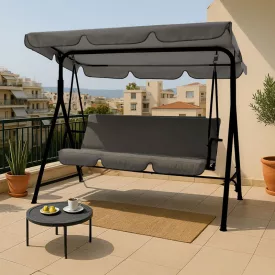   Globo pakoworld garden swing metal black-fabric grey 170x110x153cm