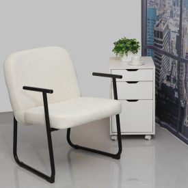   Vindor pakoworld armchair cream fabric with black metal leg 65x68.5x79.5cm