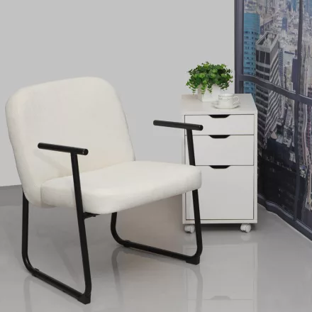 Vindor pakoworld armchair cream fabric with black metal leg 65x68.5x79.5cm
