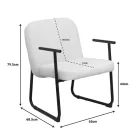 Vindor pakoworld armchair cream fabric with black metal leg 65x68.5x79.5cm