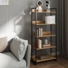 Bookcase Dorfie pakoworld in natural color with black metal 70x30x159cm