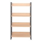 Bookcase Dorfie pakoworld in natural color with black metal 70x30x124.5cm