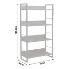 Bookcase Dorfie pakoworld in natural color with white metal 70x30x124.5cm